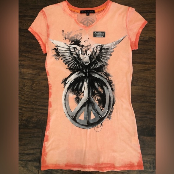 Crash & Burn Tops - NWOT! Crash and Burn women’s orange short sleeve t-shirt.